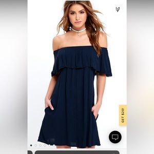 Lulus Navy Blue Off the Shoulder Dress SM